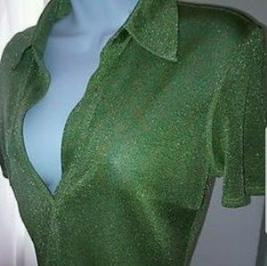 Trina Turk S Metallic Light green sexy Shimmer top
